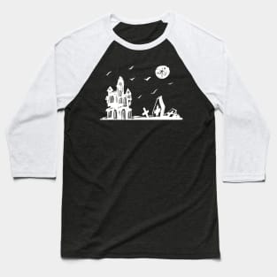 Creepy Halloween Castle Baseball T-Shirt